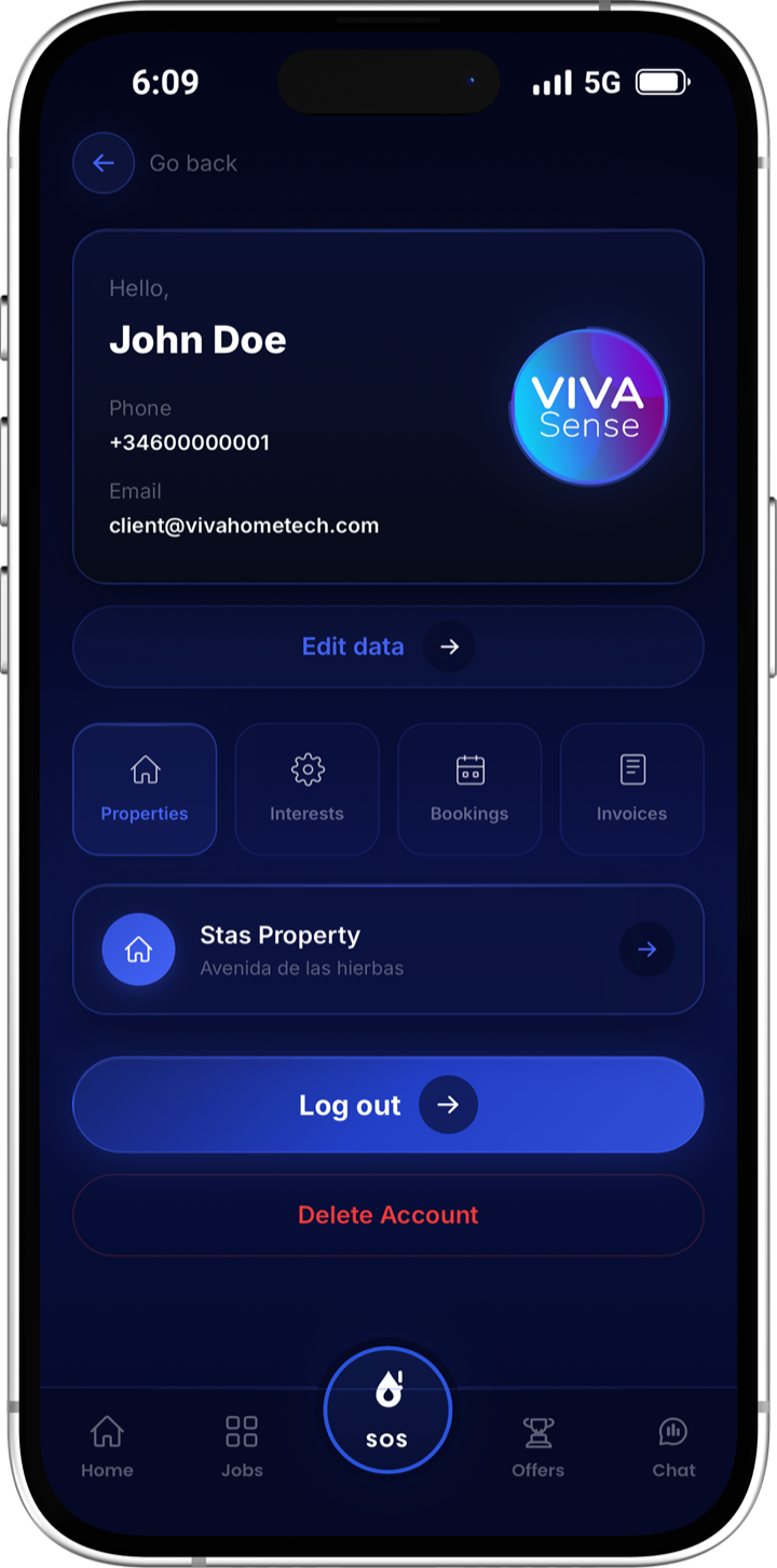 VivaSense app screen